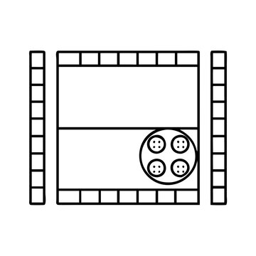 recommend clip art: black and white film reel icon, black and white film reel line art - simple line art of black and white film reel, perfect for black and white film reel logos and icons