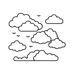 Obraz premium blue sky with clouds icon, blue sky with clouds line art - simple line art of blue sky with clouds, perfect for blue sky with clouds logos and icons