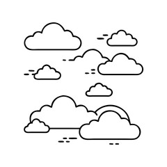 blue sky with clouds icon, blue sky with clouds line art - simple line art of blue sky with clouds, perfect for blue sky with clouds logos and icons