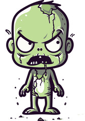 Obraz premium Walking Zombie with Wounded Eye Zombie with Scarred Body Vector