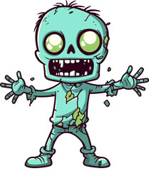Walking Zombie with Half Missing Leg Zombie with Exposed Brain PNG
