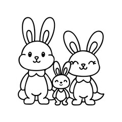 bunny family icon, bunny family line art - simple line art of bunny family, perfect for bunny family logos and icons