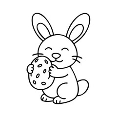 bunny holding an egg icon, bunny holding an egg line art - simple line art of bunny holding an egg, perfect for bunny holding an egg logos and icons