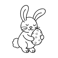 bunny holding an egg icon, bunny holding an egg line art - simple line art of bunny holding an egg, perfect for bunny holding an egg logos and icons