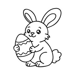 bunny holding an egg icon, bunny holding an egg line art - simple line art of bunny holding an egg, perfect for bunny holding an egg logos and icons