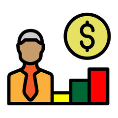 Stock Broker Vector Filled Icon Design