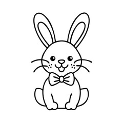 bunny with bow tie icon, bunny with bow tie line art - simple line art of bunny with bow tie, perfect for bunny with bow tie logos and icons