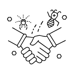 buzzing handshake icon, buzzing handshake line art - simple line art of buzzing handshake, perfect for buzzing handshake logos and icons