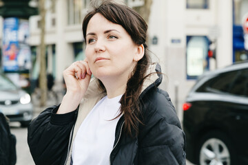 Portrait of a young beautiful and thoughtful girl.