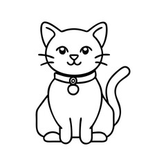 Obraz premium cat collar with bell icon, cat collar with bell line art - simple line art of cat collar with bell, perfect for cat collar with bell logos and icons