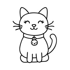 cat collar with bell icon, cat collar with bell line art - simple line art of cat collar with bell, perfect for cat collar with bell logos and icons