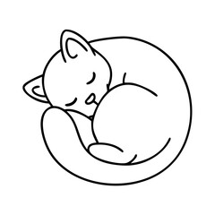 cat curled up icon, cat curled up line art - simple line art of cat curled up, perfect for cat curled up logos and icons