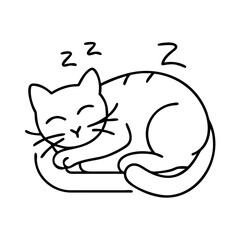 cat napping icon, cat napping line art - simple line art of cat napping, perfect for cat napping logos and icons