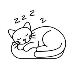 cat napping icon, cat napping line art - simple line art of cat napping, perfect for cat napping logos and icons