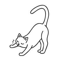 cat stretching icon, cat stretching line art - simple line art of cat stretching, perfect for cat stretching logos and icons