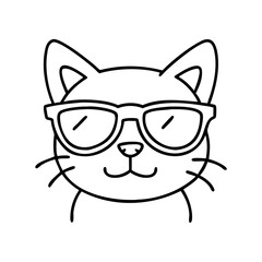 Obraz premium cat with sunglasses icon, cat with sunglasses line art - simple line art of cat with sunglasses, perfect for cat with sunglasses logos and icons