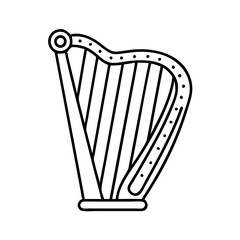 celtic harp icon, celtic harp line art - simple line art of celtic harp, perfect for celtic harp logos and icons