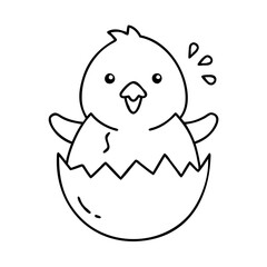chick hatching icon, chick hatching line art - simple line art of chick hatching, perfect for chick hatching logos and icons