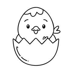 Obraz premium chick peeping out of egg icon, chick peeping out of egg line art - simple line art of chick peeping out of egg, perfect for chick peeping out of egg logos and icons