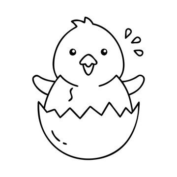 recommend clip art: chick hatching icon, chick hatching line art - simple line art of chick hatching, perfect for chick hatching logos and icons