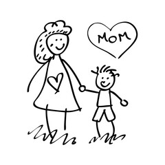 children s drawing for mom icon, children s drawing for mom line art - simple line art of children s drawing for mom, perfect for children s drawing for mom logos and icons