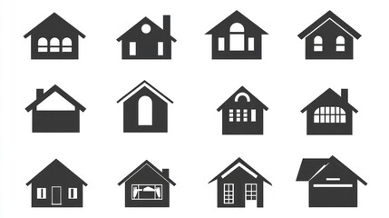 Fototapeta premium Twelve Different House Icons Representing Home and Real Estate