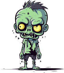 Horror Zombie with Pockmarked Face PNG Walking Zombie with Decayed Skin Vector