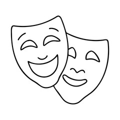 comedy mask icon, comedy mask line art - simple line art of comedy mask, perfect for comedy mask logos and icons