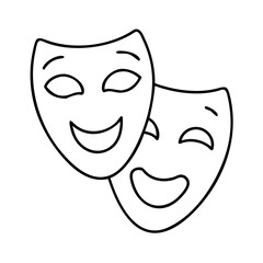 comedy mask icon, comedy mask line art - simple line art of comedy mask, perfect for comedy mask logos and icons