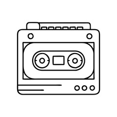 compact cassette player icon, compact cassette player line art - simple line art of compact cassette player, perfect for compact cassette player logos and icons
