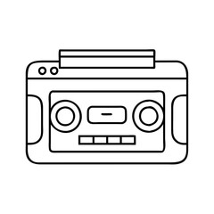 compact cassette player icon, compact cassette player line art - simple line art of compact cassette player, perfect for compact cassette player logos and icons