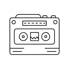 compact cassette player icon, compact cassette player line art - simple line art of compact cassette player, perfect for compact cassette player logos and icons