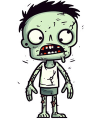 Undead Zombie with Crooked Legs Horror Zombie with Twisted Expression PNG
