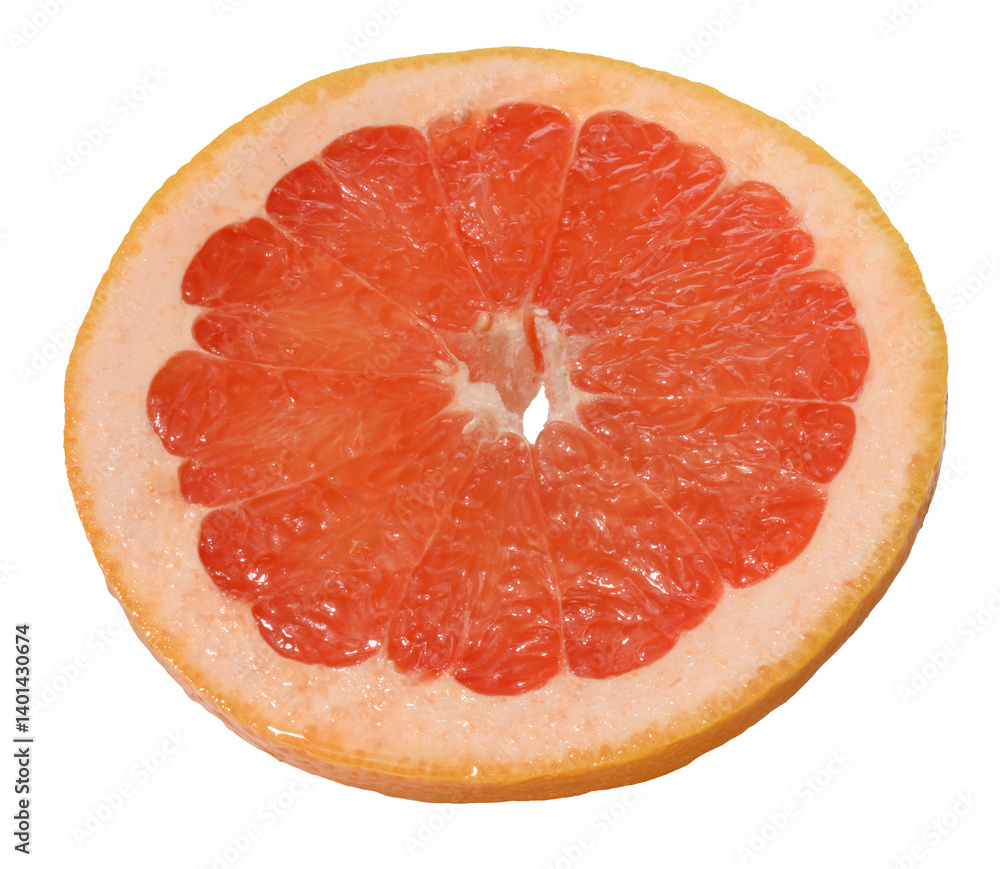Poster a slice of ripe grapefruit on an isolated background