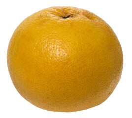 Whole grapefruit with a textured yellow peel, isolated background.