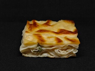 apple pie on black background