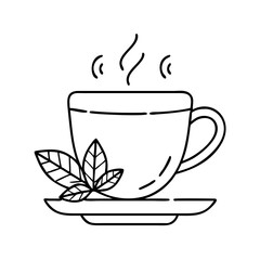 cup of herbal tea icon, cup of herbal tea line art - simple line art of cup of herbal tea, perfect for cup of herbal tea logos and icons