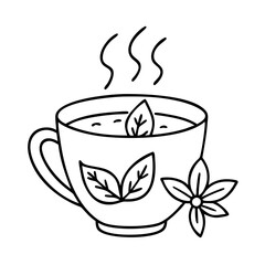 cup of herbal tea icon, cup of herbal tea line art - simple line art of cup of herbal tea, perfect for cup of herbal tea logos and icons