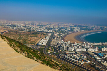 Wide landscape of agadir city, view from agadir fortress
