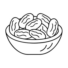 dates in a bowl icon, dates in a bowl line art - simple line art of dates in a bowl, perfect for dates in a bowl logos and icons