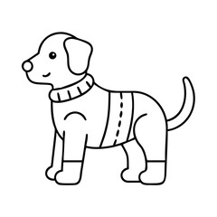 dog in sweater icon, dog in sweater line art - simple line art of dog in sweater, perfect for dog in sweater logos and icons