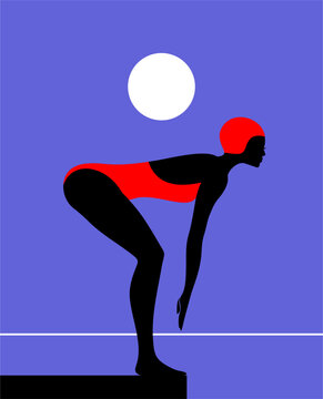 Swimmer girl in start position