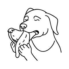 dog licking face icon, dog licking face line art - simple line art of dog licking face, perfect for dog licking face logos and icons