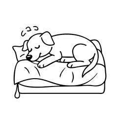 dog sleeping in bed icon, dog sleeping in bed line art - simple line art of dog sleeping in bed, perfect for dog sleeping in bed logos and icons