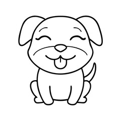 dog smiling icon, dog smiling line art - simple line art of dog smiling, perfect for dog smiling logos and icons