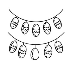 easter garland icon, easter garland line art - simple line art of easter garland, perfect for easter garland logos and icons