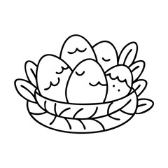 easter nest icon, easter nest line art - simple line art of easter nest, perfect for easter nest logos and icons