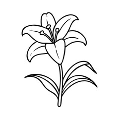 easter lily icon, easter lily line art - simple line art of easter lily, perfect for easter lily logos and icons