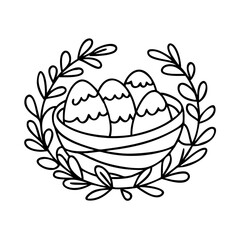 easter nest icon, easter nest line art - simple line art of easter nest, perfect for easter nest logos and icons