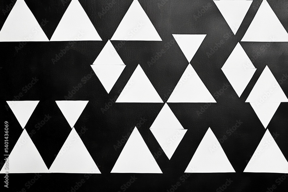Poster Geometric triangle pattern in black and white showcasing a clean minimalism with a repeating design